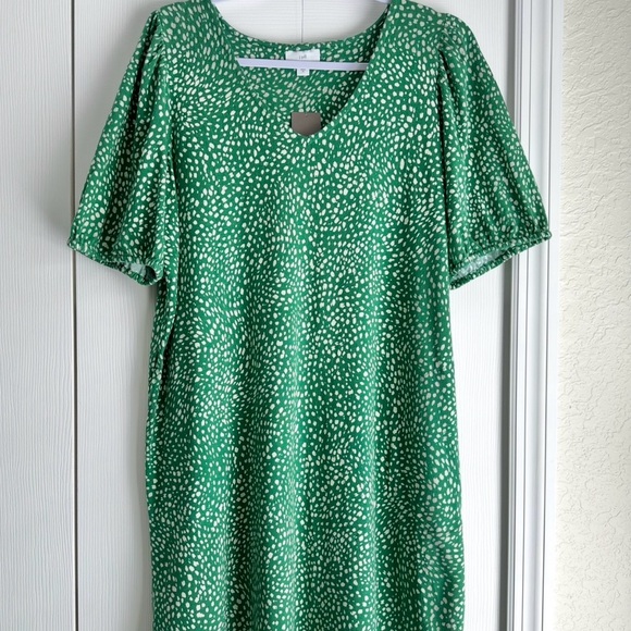 J. Jill Shift Dress Green White Dot Size Medium - Picture 1 of 9